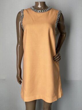 Leo Lin Womens Mini Dress Ochre Orange Size 6 Fergie Embellished Rhinestone